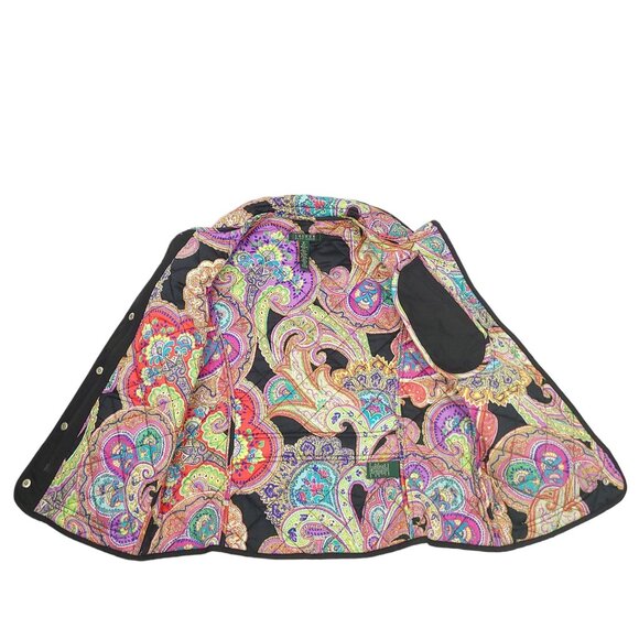 Lauren Ralph Lauren Puffer Vest Full Zip Snap Womens M Paisley Lining Sleeveless - Picture 9 of 10
